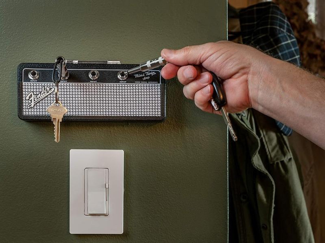 Wall Mounted Keychain, Guitar Plug, Keychain, Includes 4 Guitar Plug Keychains and 1 Wall Mounting Kit. Quick and Easy Installation.